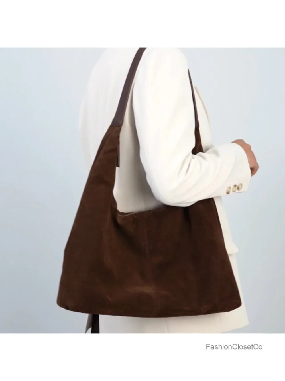 Faux Suede Slouchy Hobo Shoulder Bag Tote Satchel Crossbody